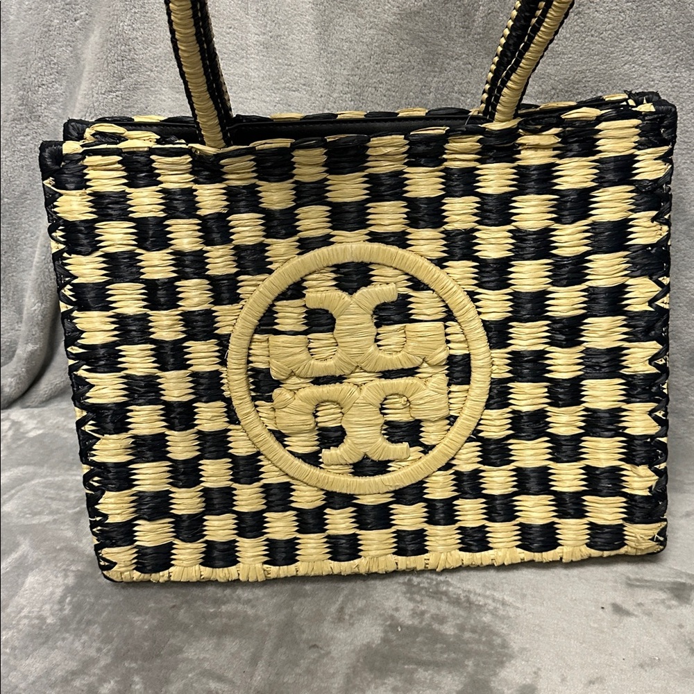 Tory Burch Ella Small Crochet Checkered Tote Bag - Picture 4 of 8